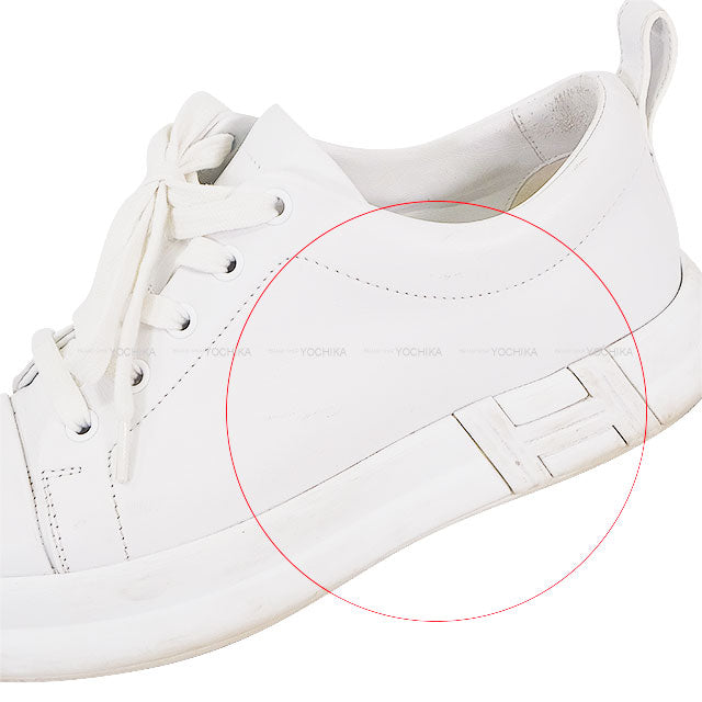 [Pre-loved] HERMES sneakers Happy Blanc (White) Calf #36[USED A][Authentic]