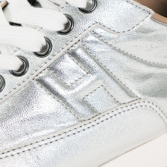 [Pre-loved] HERMES sneakers Quicker Quick Low Cut MetallicSilver/Beige #36[USED A][Authentic]