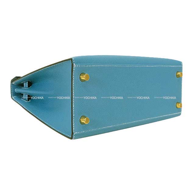 HERMES Shoulder bag Kelly25 Sellier New Bleu Jean Veau Epsom Gold HW Stamp B[EXCELLENT][Authentic]