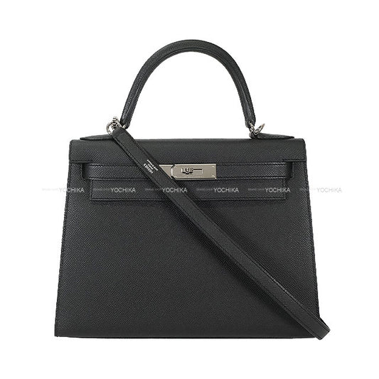 [Pre-loved] HERMES Shoulder bag Kelly28 Sellier Noir (Black) Veau Epsom Silver HW Stamp D[LIKE NEW][Authentic]