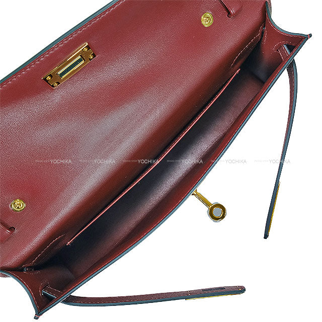HERMES Clutch bag Kelly Elan Rouge H Veau Epsom Gold HW Stamp K[BRAND NEW][Authentic]