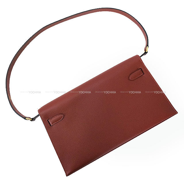 HERMES Clutch bag Kelly Elan Rouge H Veau Epsom Gold HW Stamp K[BRAND NEW][Authentic]