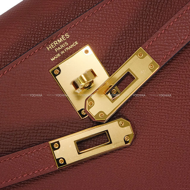 HERMES Clutch bag Kelly Elan Rouge H Veau Epsom Gold HW Stamp K[BRAND NEW][Authentic]