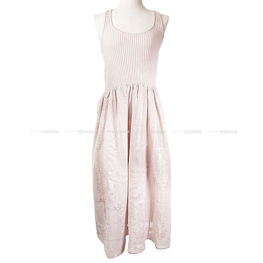 2025SS HERMES One‐piece dress Dress Flower Mesh En desordre a Fleurs Disorder Baby Pink Silk/Polyamide #36[BRAND NEW][Authentic]