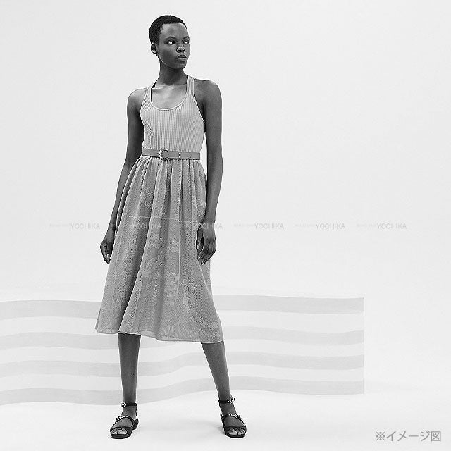 2025SS HERMES One‐piece dress Dress Flower Mesh En desordre a Fleurs Disorder Baby Pink Silk/Polyamide #36[BRAND NEW][Authentic]