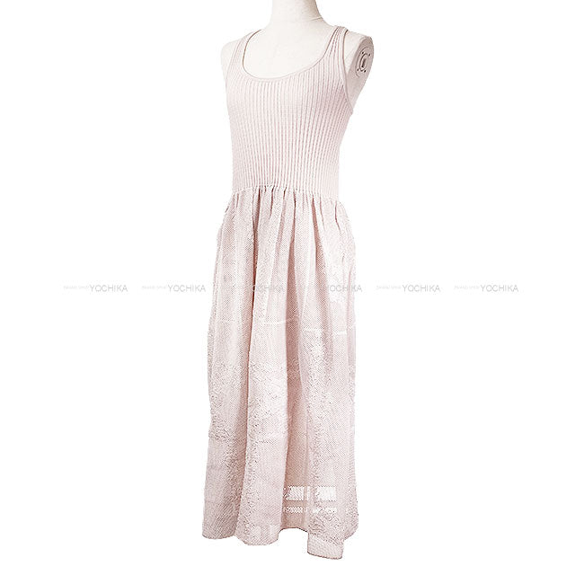 2025SS HERMES One‐piece dress Dress Flower Mesh En desordre a Fleurs Disorder Baby Pink Silk/Polyamide #36[BRAND NEW][Authentic]