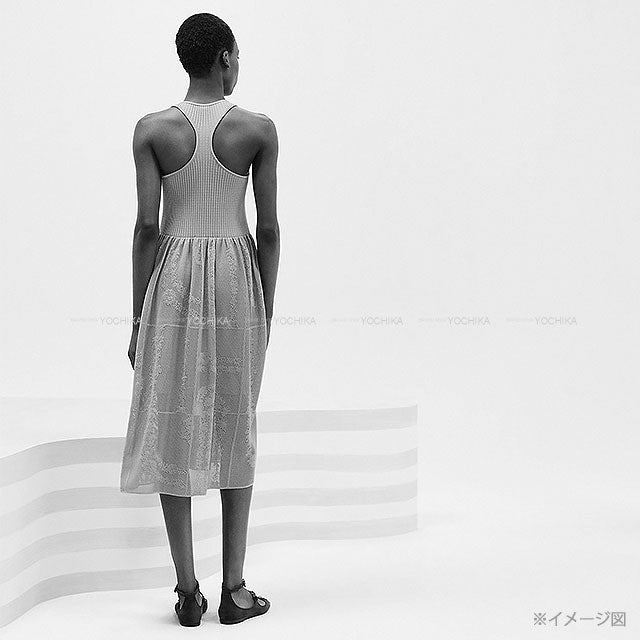 2025SS HERMES One‐piece dress Dress Flower Mesh En desordre a Fleurs Disorder Baby Pink Silk/Polyamide #36[BRAND NEW][Authentic]