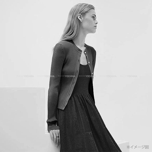 2025SS HERMES Cardigan Sellier Button flower mesh Baby Pink Silk/Polyamide/Elastane #36 5E2729D4[BRAND NEW][Authentic]