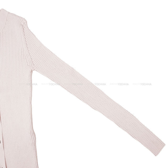 2025SS HERMES Cardigan Sellier Button flower mesh Baby Pink Silk/Polyamide/Elastane #36 5E2729D4[BRAND NEW][Authentic]