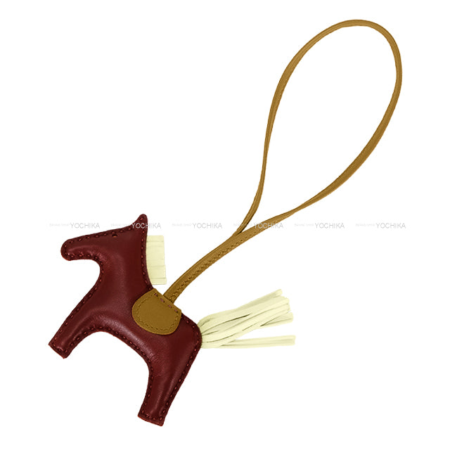 HERMES bag charm Rodeo PM Rouge H/Jaune Milton/Kraft Agneau Milo Stamp K[BRAND NEW][Authentic]