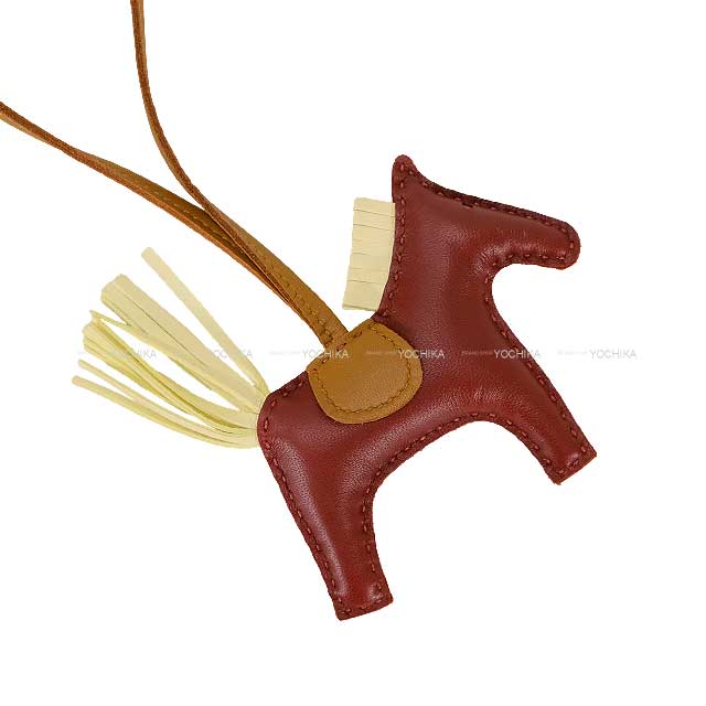 HERMES bag charm Rodeo PM Rouge H/Jaune Milton/Kraft Agneau Milo Stamp K[BRAND NEW][Authentic]