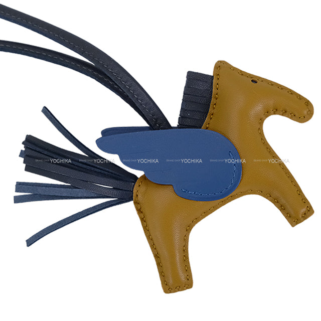 HERMES bag charm Rodeo Pegasus PM Kraft/Blue Tie/Bleu Nuit Agneau Milo/Veau Swift Stamp K[BRAND NEW][Authentic]