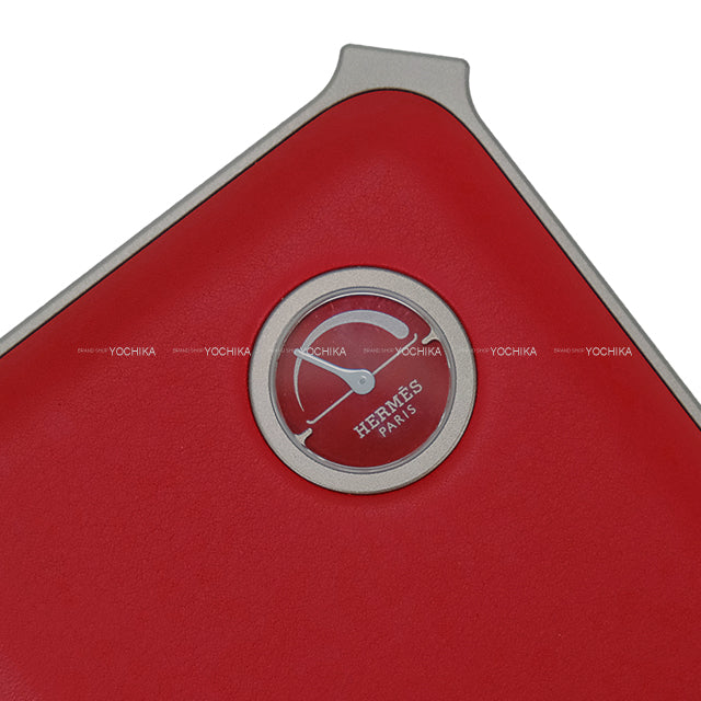 HERMES Portable Battery Charger Wort H Maxi Rouge Piment Veau Swift/Aluminum[EXCELLENT][Authentic]