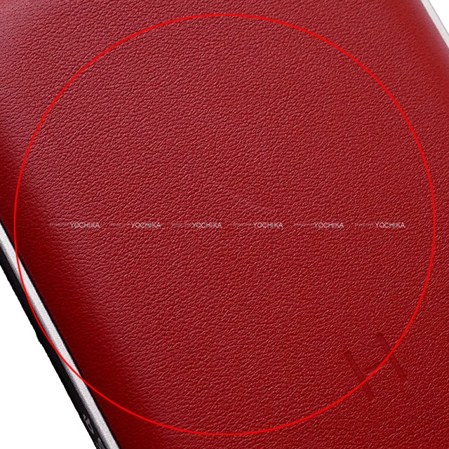 HERMES Portable Battery Charger Wort H Maxi Rouge Piment Veau Swift/Aluminum[EXCELLENT][Authentic]