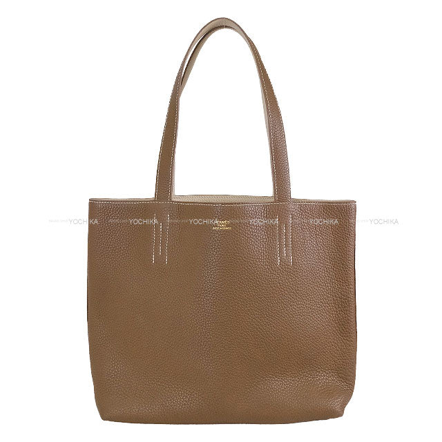 [Pre-loved] HERMES tote bag Double Sens 28 Etoupe/Craie Taurillon Clemence Stamp Z[LIKE NEW][Authentic]