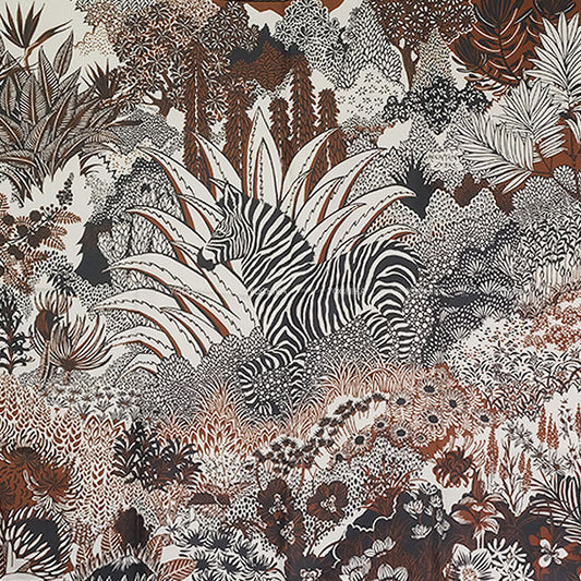 [Pre-loved] HERMES scarf Carre 90 Mountain Zebra Marron/Black/White Silk100%[LIKE NEW][Authentic]