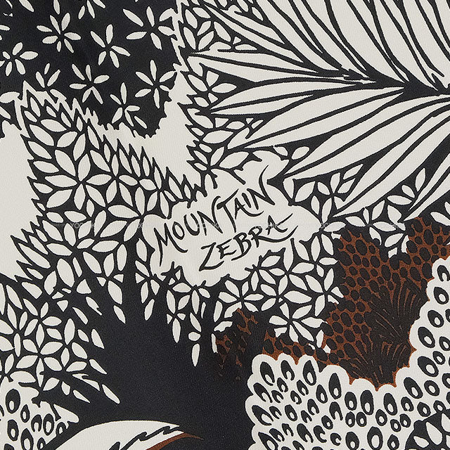[Pre-loved] HERMES scarf Carre 90 Mountain Zebra Marron/Black/White Silk100%[LIKE NEW][Authentic]