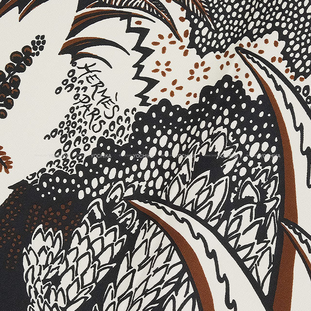 [Pre-loved] HERMES scarf Carre 90 Mountain Zebra Marron/Black/White Silk100%[LIKE NEW][Authentic]