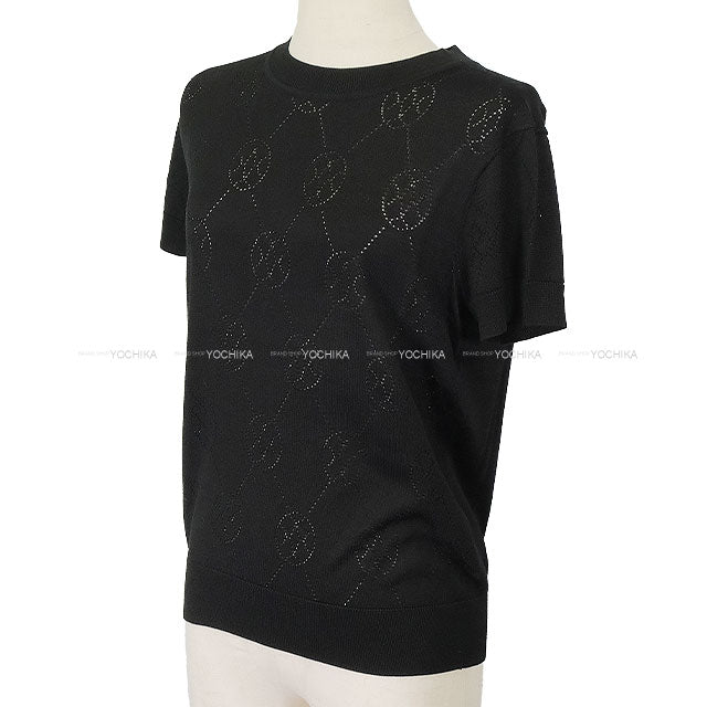 [Pre-loved] 2022SS HERMES Knit H-Lift Summer Knit Short Sleeve Noir (Black) Cotton/Viscose ＃38 2E2622DA[LIKE NEW][Authentic]