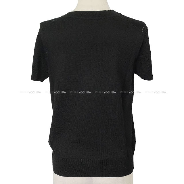 [Pre-loved] 2022SS HERMES Knit H-Lift Summer Knit Short Sleeve Noir (Black) Cotton/Viscose ＃38 2E2622DA[LIKE NEW][Authentic]
