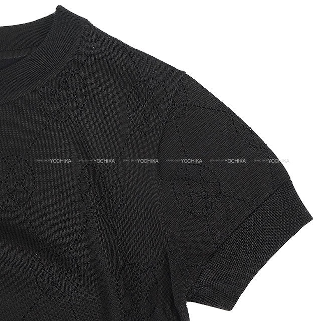 [Pre-loved] 2022SS HERMES Knit H-Lift Summer Knit Short Sleeve Noir (Black) Cotton/Viscose ＃38 2E2622DA[LIKE NEW][Authentic]