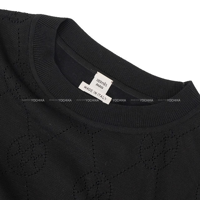 [Pre-loved] 2022SS HERMES Knit H-Lift Summer Knit Short Sleeve Noir (Black) Cotton/Viscose ＃38 2E2622DA[LIKE NEW][Authentic]
