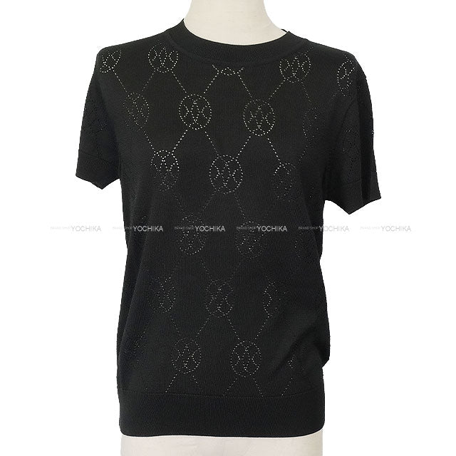 [Pre-loved] 2022SS HERMES Knit H-Lift Summer Knit Short Sleeve Noir (Black) Cotton/Viscose ＃38 2E2622DA[LIKE NEW][Authentic]