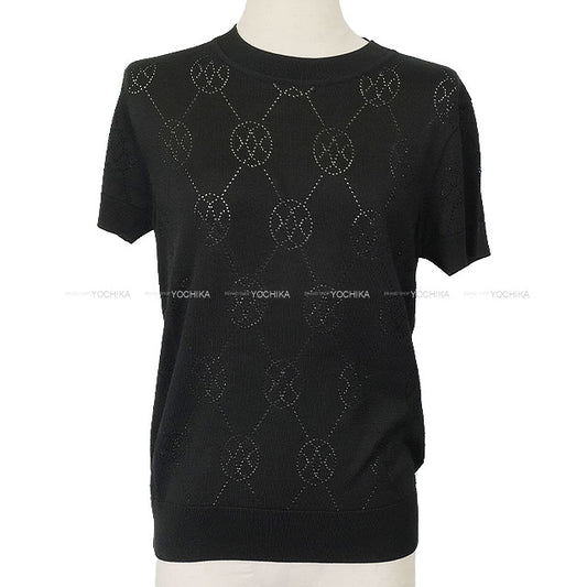 [Pre-loved] 2022SS HERMES Knit H-Lift Summer Knit Short Sleeve Noir (Black) Cotton/Viscose ＃38 2E2622DA[LIKE NEW][Authentic]