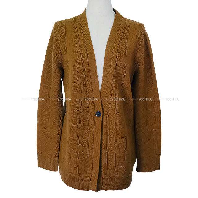 [Pre-loved] 2022AW HERMES Cardigan H motif V-neck button Brown Virgin wool #36[LIKE NEW][Authentic]