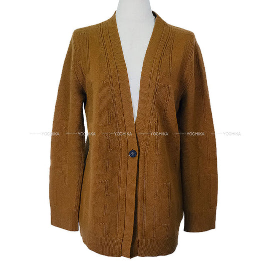 [Pre-loved] 2022AW HERMES Cardigan H motif V-neck button Brown Virgin wool #36[LIKE NEW][Authentic]