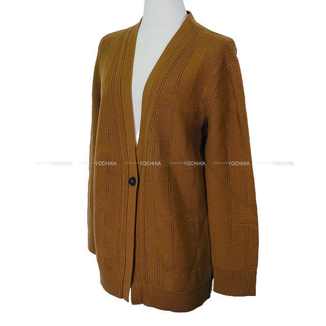 [Pre-loved] 2022AW HERMES Cardigan H motif V-neck button Brown Virgin wool #36[LIKE NEW][Authentic]