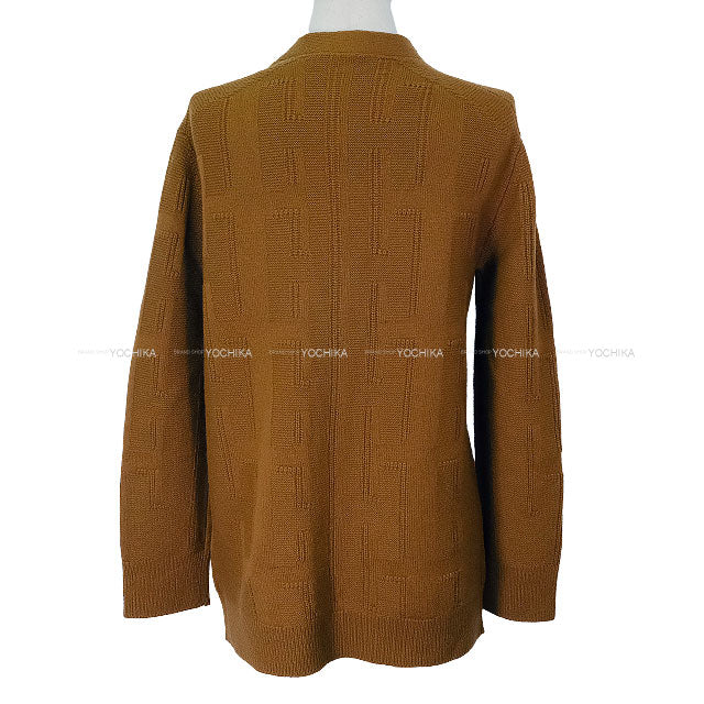 [Pre-loved] 2022AW HERMES Cardigan H motif V-neck button Brown Virgin wool #36[LIKE NEW][Authentic]