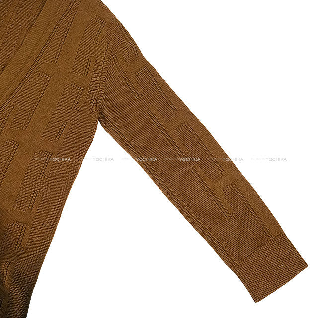 [Pre-loved] 2022AW HERMES Cardigan H motif V-neck button Brown Virgin wool #36[LIKE NEW][Authentic]