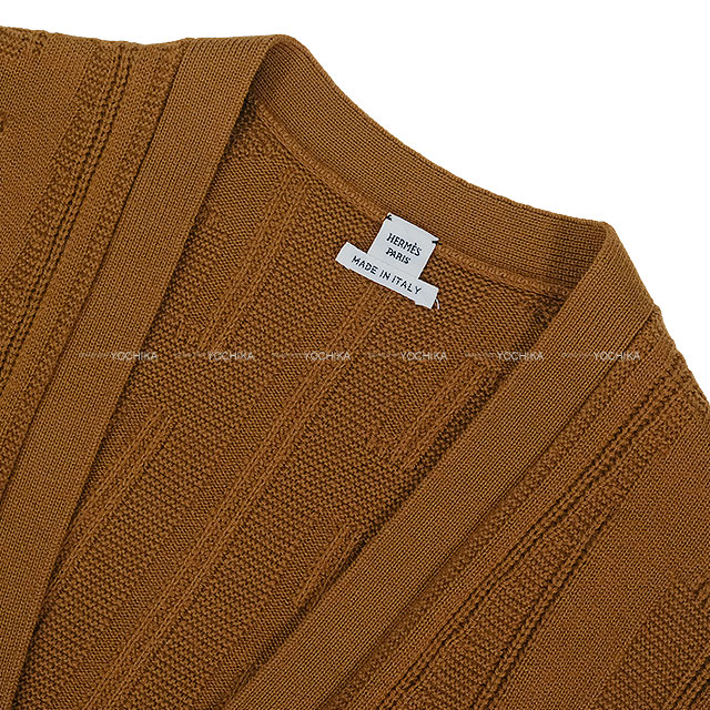 [Pre-loved] 2022AW HERMES Cardigan H motif V-neck button Brown Virgin wool #36[LIKE NEW][Authentic]