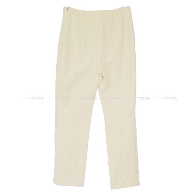 HERMES Pants Ladies High Waist Pants Ecru Reyon/Polyurethane ＃36 4H0478DR[EXCELLENT][Authentic]
