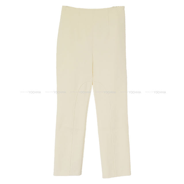HERMES Pants Ladies High Waist Pants Ecru Reyon/Polyurethane ＃36 4H0478DR[EXCELLENT][Authentic]