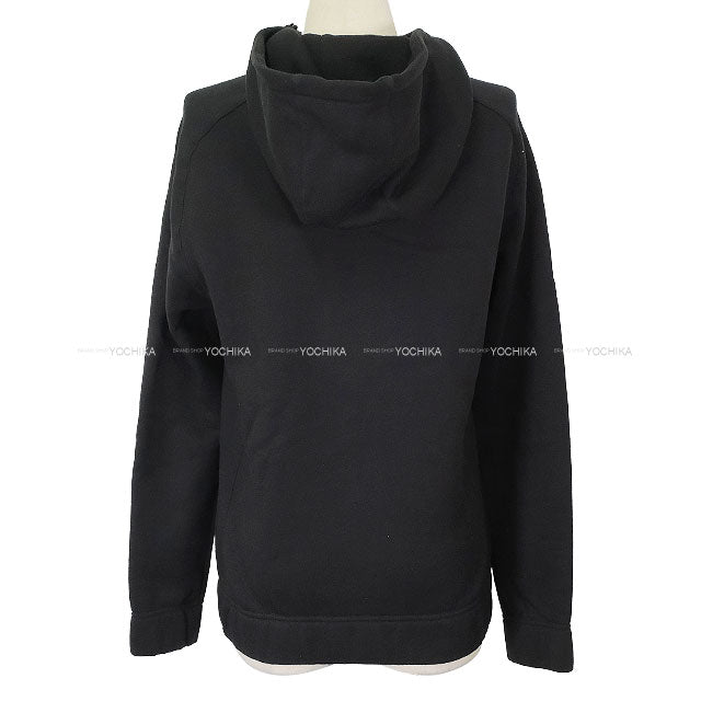 [Pre-loved] HERMES Hooded sweatshirt Fit Men's Half-Zip Hoodie Serie Buttons Fleece Lining Noir (Black) Cotton100% #L[USED SA][Authentic]