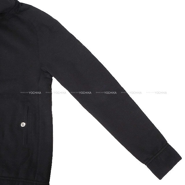 [Pre-loved] HERMES Hooded sweatshirt Fit Men's Half-Zip Hoodie Serie Buttons Fleece Lining Noir (Black) Cotton100% #L[USED SA][Authentic]