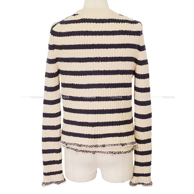 [Pre-loved] 2024SS Dior Cardigan Mariniere Button camisole 2Set Navy/Beige Cotton100% #38 324W03AM715[LIKE NEW][Authentic]