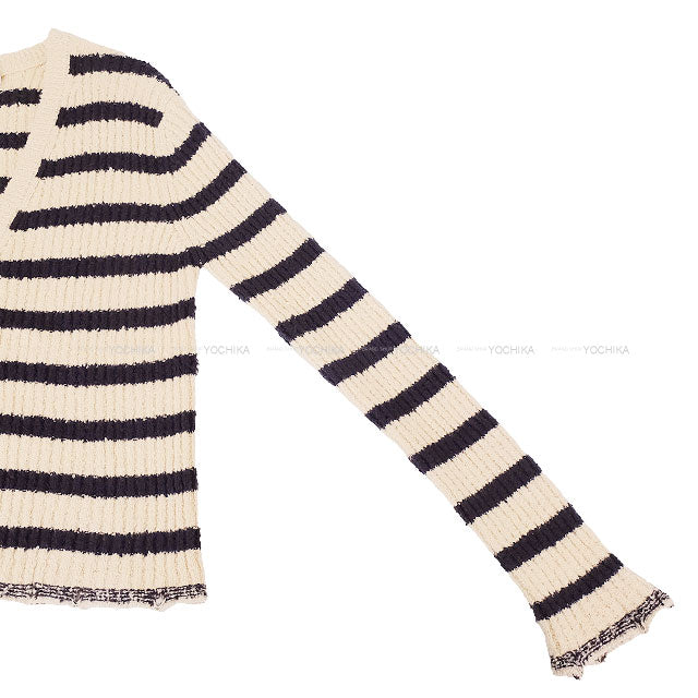 [Pre-loved] 2024SS Dior Cardigan Mariniere Button camisole 2Set Navy/Beige Cotton100% #38 324W03AM715[LIKE NEW][Authentic]