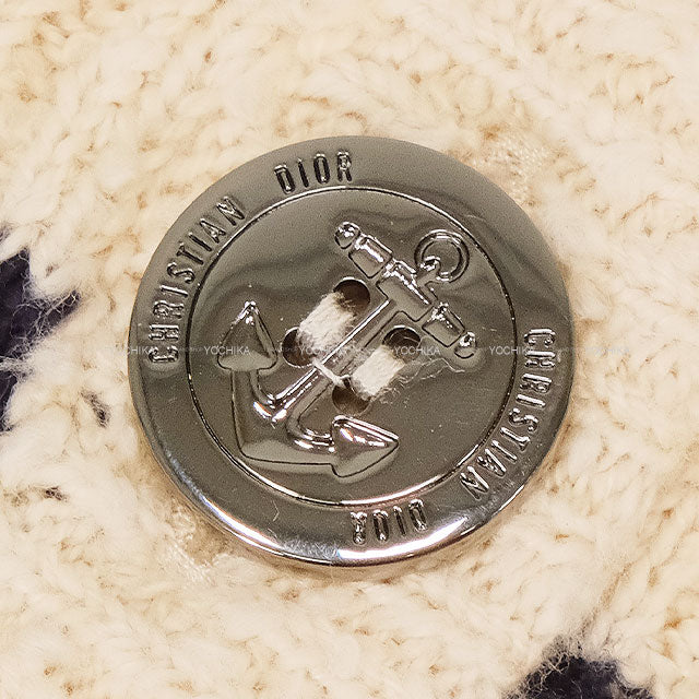 [Pre-loved] 2024SS Dior Cardigan Mariniere Button camisole 2Set Navy/Beige Cotton100% #38 324W03AM715[LIKE NEW][Authentic]