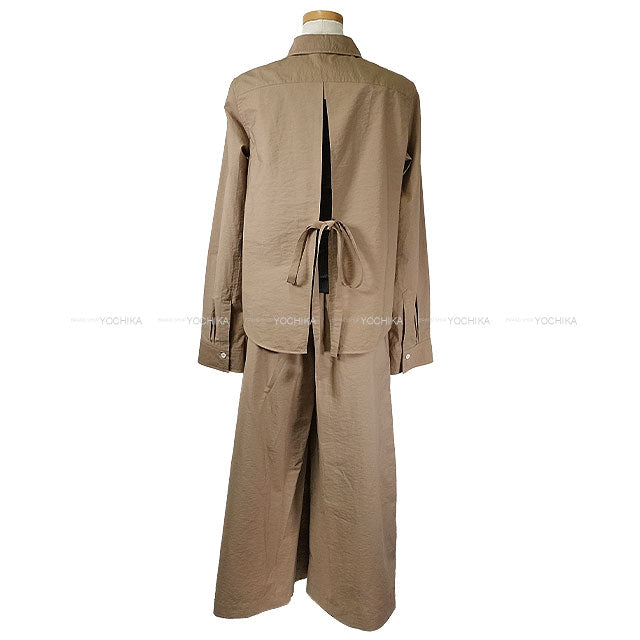 [Pre-loved] LOEWE Long sleeve shirt Paulas-ibiza Anagram Vest＆Pants 3Set Safari Khaki Polyester[LIKE NEW][Authentic]