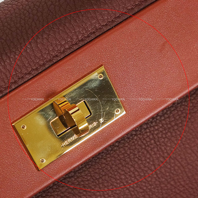 [Pre-loved] HERMES Shoulder bag Sac 24/24 29 Bordeaux/Rouge H Veau Togo/Veau Swift Gold HW Stamp C[LIKE NEW][Authentic]