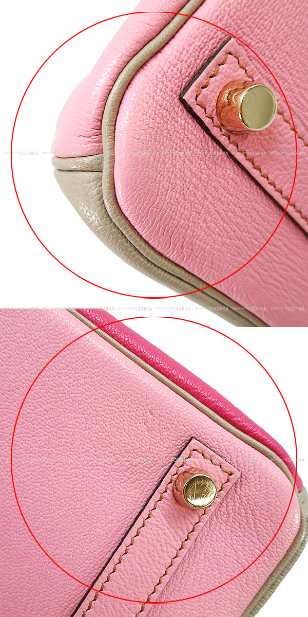 [Pre-loved] HERMES Handbag Birkin30 Special order HSS Toricolor Gris Tourterelle/Pink/Rose Tyrien Chevre Mysore Gold HW Stamp □P[USED SA][Authentic]