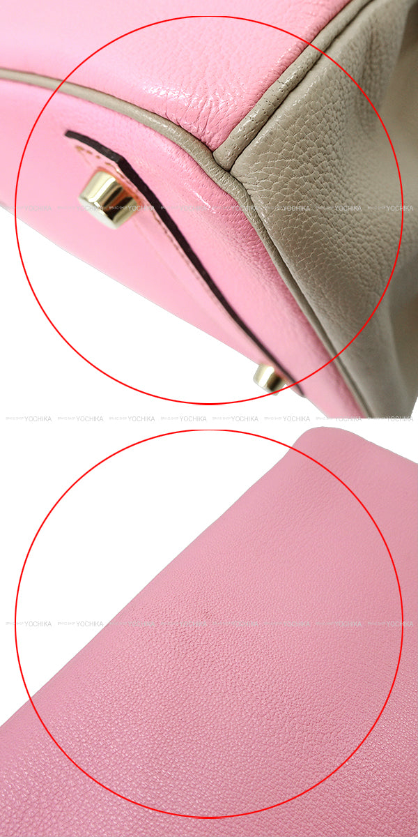 [Pre-loved] HERMES Handbag Birkin30 Special order HSS Toricolor Gris Tourterelle/Pink/Rose Tyrien Chevre Mysore Gold HW Stamp □P[USED SA][Authentic]