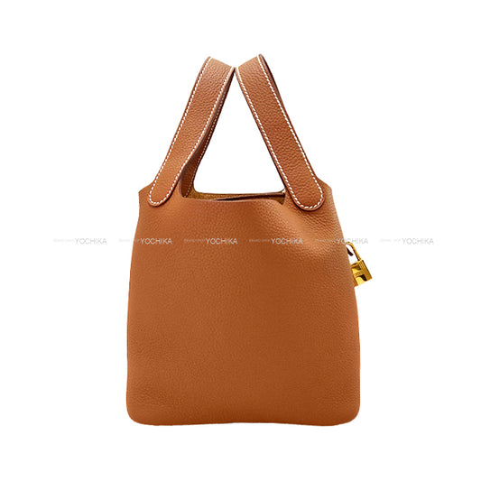 [Pre-loved] HERMES Handbag Picotin Lock 18 PM Gold Taurillon Clemence Gold HW Stamp B[LIKE NEW][Authentic]