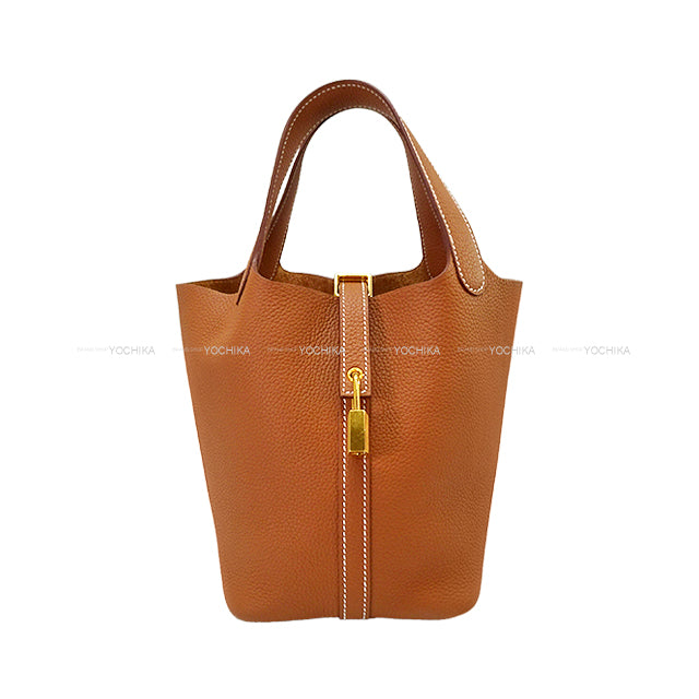 [Pre-loved] HERMES Handbag Picotin Lock 18 PM Gold Taurillon Clemence Gold HW Stamp B[LIKE NEW][Authentic]
