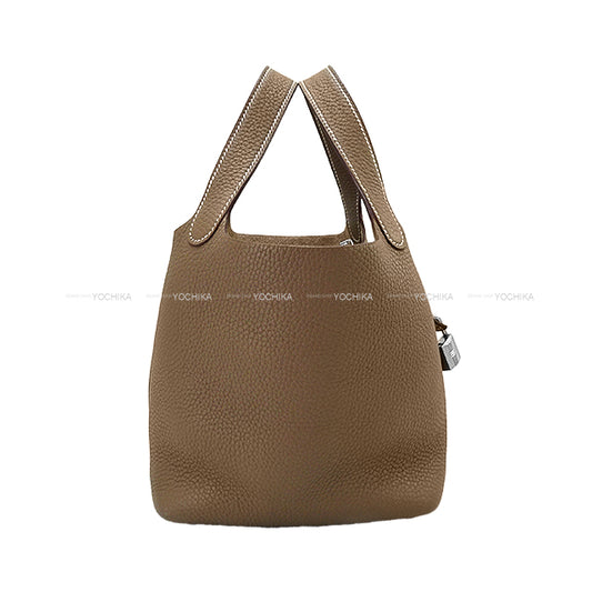 [Pre-loved] HERMES Handbag Picotin Lock 18 PM Etoupe Taurillon Clemence Silver HW Stamp Y[LIKE NEW][Authentic]