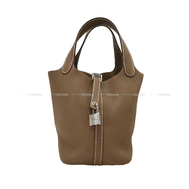 [Pre-loved] HERMES Handbag Picotin Lock 18 PM Etoupe Taurillon Clemence Silver HW Stamp Y[LIKE NEW][Authentic]