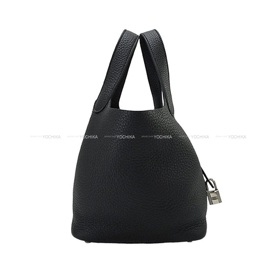 [Pre-loved] HERMES Handbag Picotin Lock 18 PM Noir (Black) Taurillon Clemence Silver HW Stamp K[LIKE NEW][Authentic]
